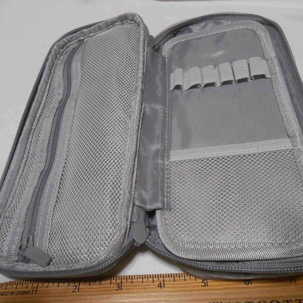 NEW WEMATE GRAY PENCIL CASE ORGANIZER OFFICE SCHOOL HOME ZIPPER POUCH BAG 🎁
